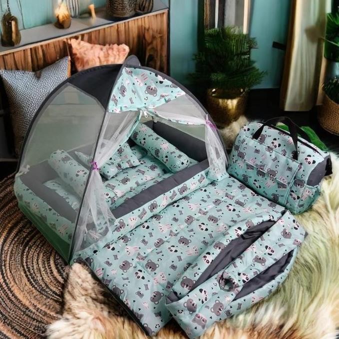Kasur Bayi kelambu Free Bedcover+ Tas & Gendongan | kasur bayi 1 set lengkap | Kasur bayi empuk | Ge