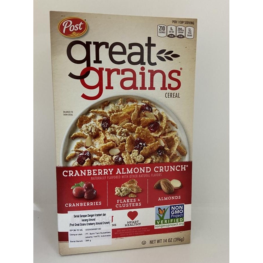 

POST GREAT GRAINS CRANBERRY ALMOND 396 GR Berkualitas