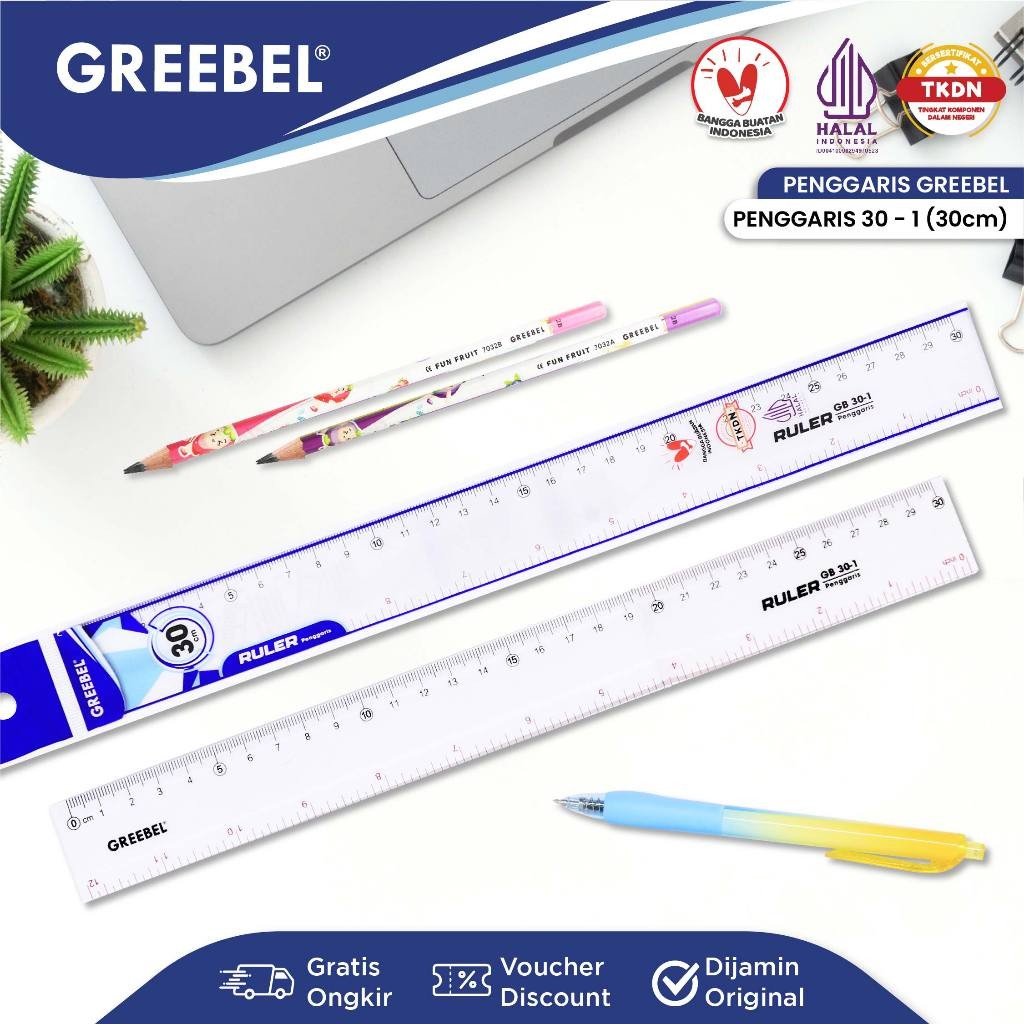 

GREEBEL Penggaris Plastik / Alat Ukur / Penggaris Panjang / Plastik Ruler 30CM-1