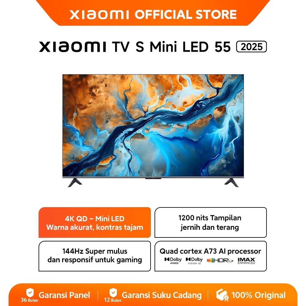 Xiaomi TV S Mini LED 55 2025 | 144Hz refresh rate | Ultra-smooth animations | 1200 nits peak brightn