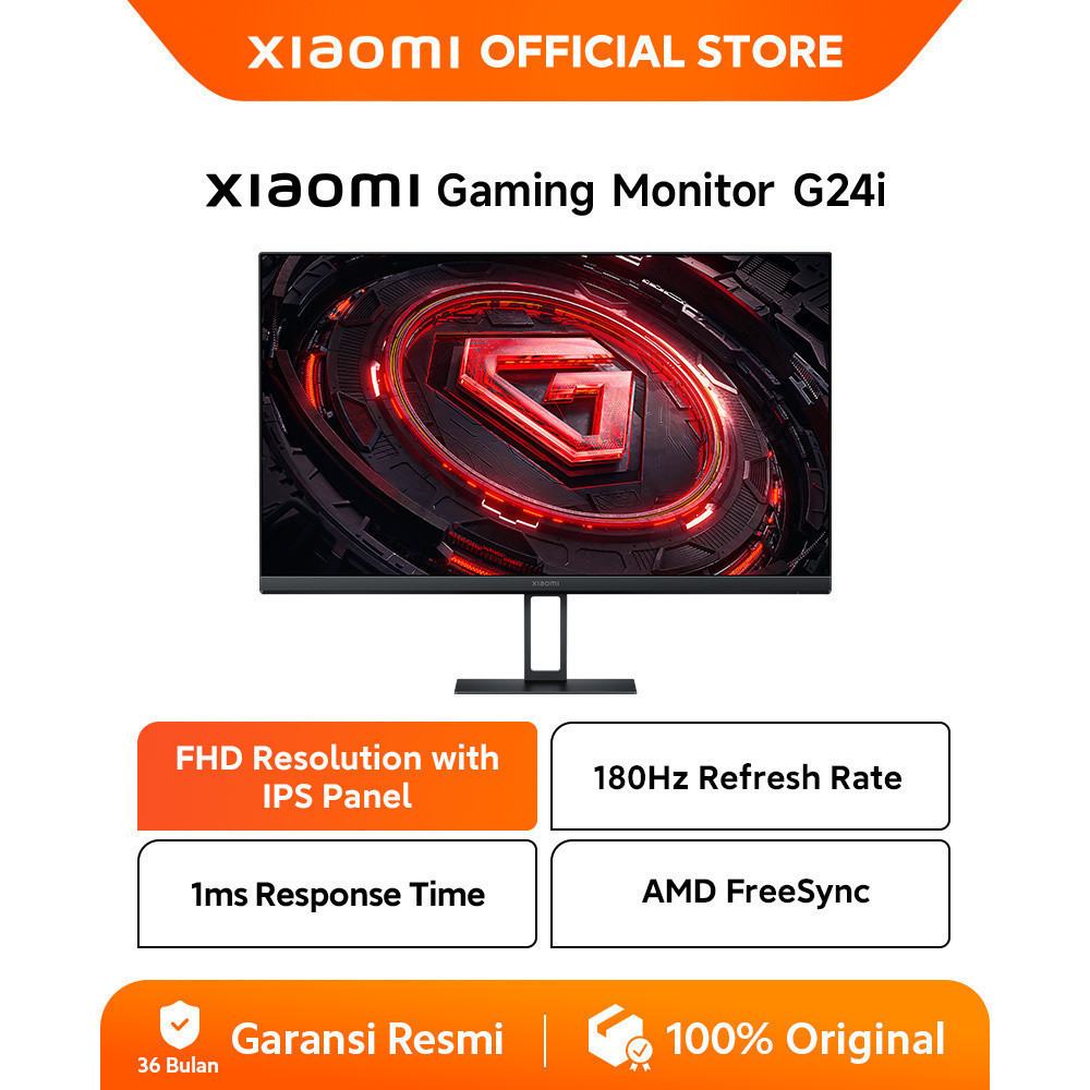 Xiaomi Gaming Monitor G24i | LCD IPS Cepat | Refresh rate 180 Hz yang tinggi | GTG 1 mdtk | Kualitas 1080P | Monitor gaming | [Official Store]