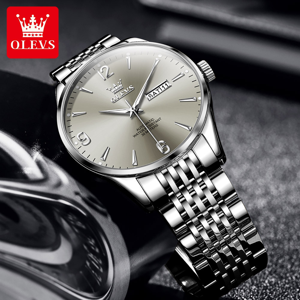 OLEVS 9928 Mens Watch Original Mechanical Watch Waterproof Luminous Watch for Man Stainless Steel