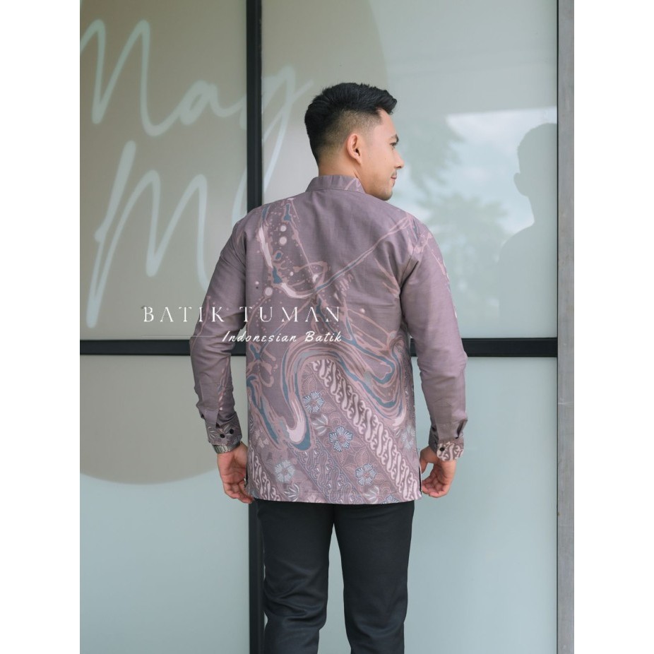 Terbaru Koko Fatkhul Mauve Dusty Purple Baju Koko Batik Pria Lengan Panjang Best Seller