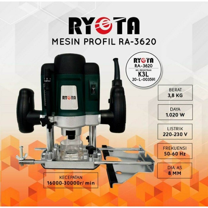 Mesin Trimmer Router Profil Kayu RYOTA 3620 PREMIUM RA3620 RA-3620