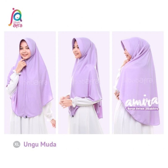 Jilbab Afra Arfa Amira Hijab Kerudung Pet Antem Bergo Ungu Muda
