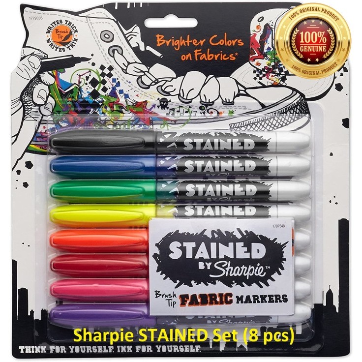 

Sharpie STAINED Fabric Marker Textiles Set 8 pcs Brush Tip Marker Kain