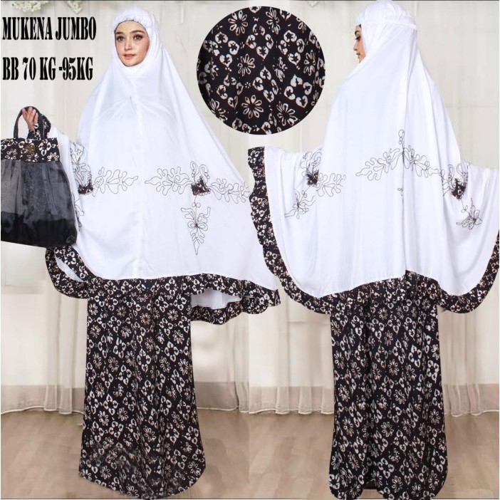 MICCI FASHION MUKENA JUMBO BATIK KEMBANG - HITAM/PUTIH
