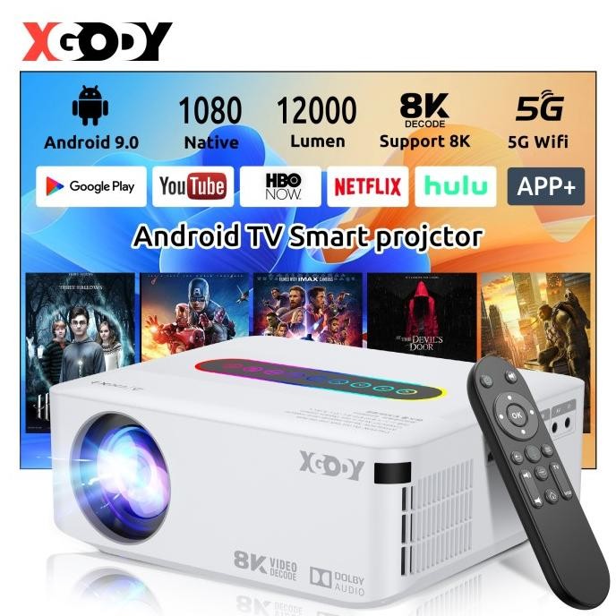 READY XGODY 4K PROYEKTOR ANDROID 9.0 380 ANSI LUMENS 2GB+16G BLUETOOTH X1
