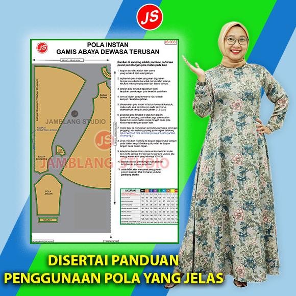 Pola Instan Gamis Terusan Abaya Dewasa [ Pola Baju Jamblang Studio ] Terlaris