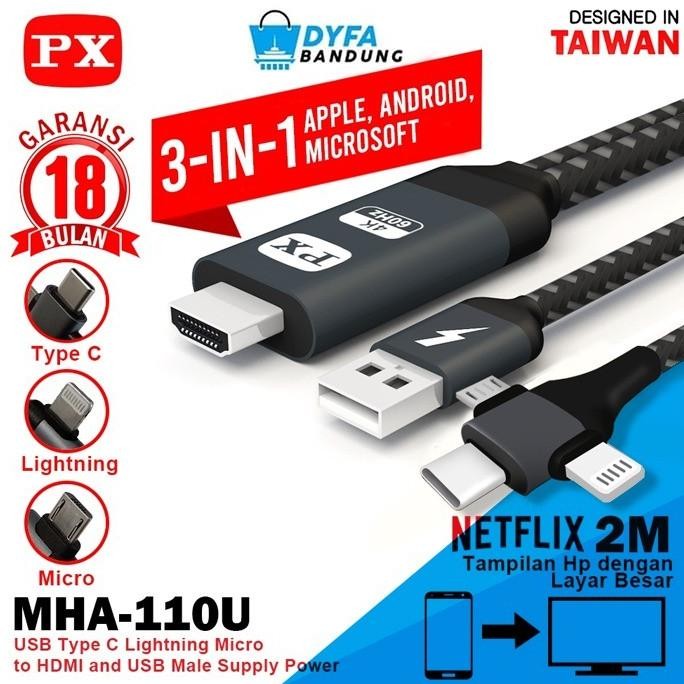 HDMI to USB Micro TypeC Lightning Converter TV IOS Android PX MHA-110U