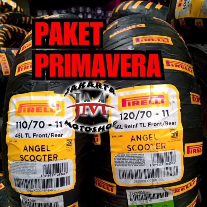 PAKET Ban Vespa Primavera 110/70-11 & 120/70-11 PIRELLI Angel Scooter
