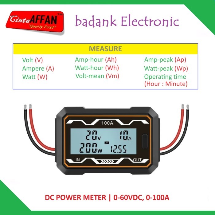 DC Digital Power Meter - Wh Ah Watt Voltage Ampere