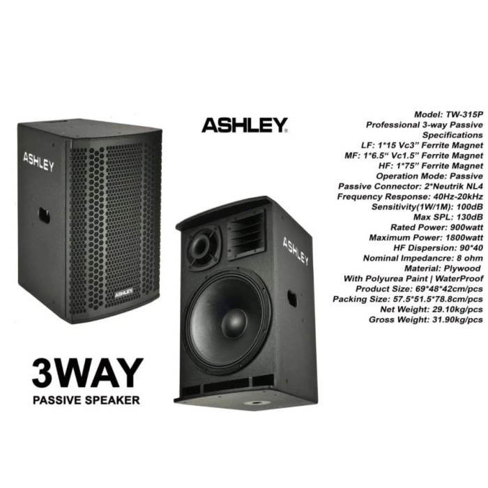 Speaker Pasif Ashley Tw 315P Original 15 Inch Passive 3 Way Tw315PHa