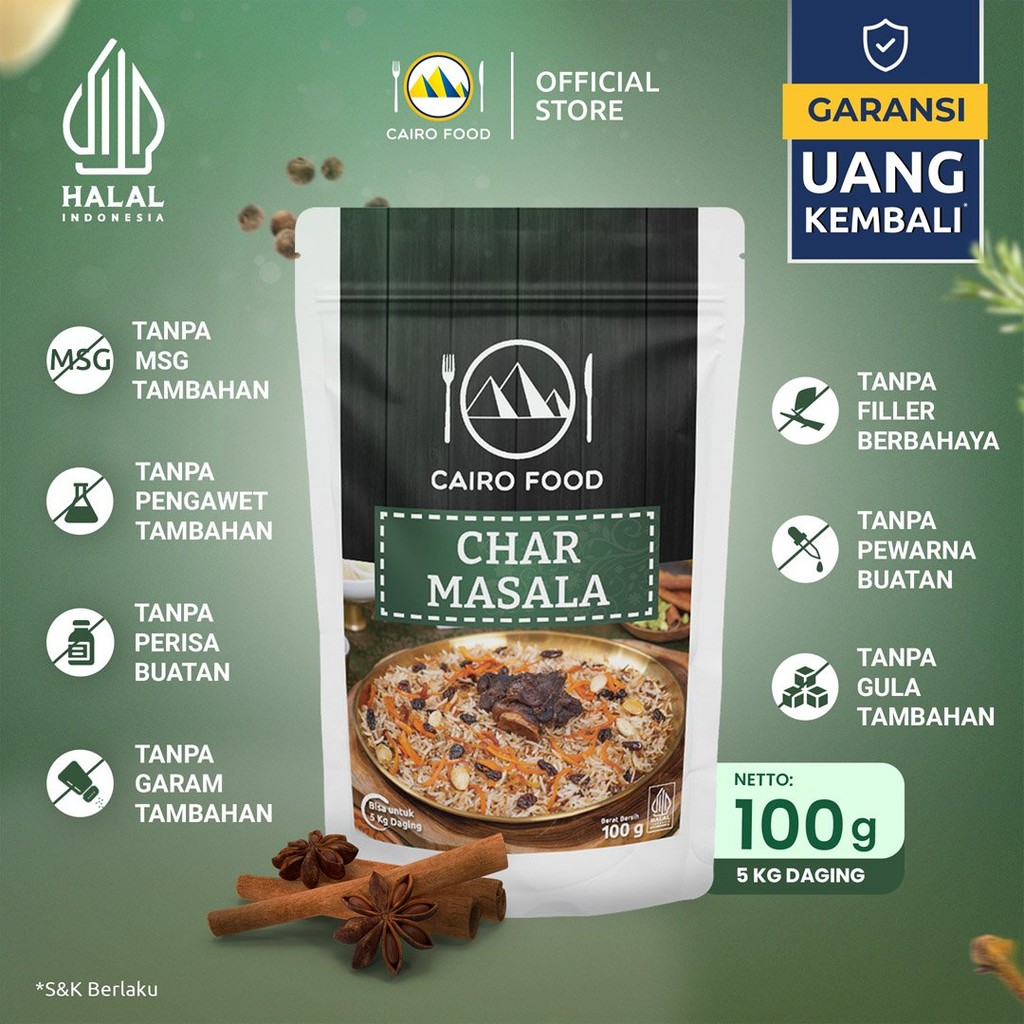 

Bumbu Char Masala Sehat – Tanpa MSG, 100% Rempah Murni | Cairo Food - 100 gram