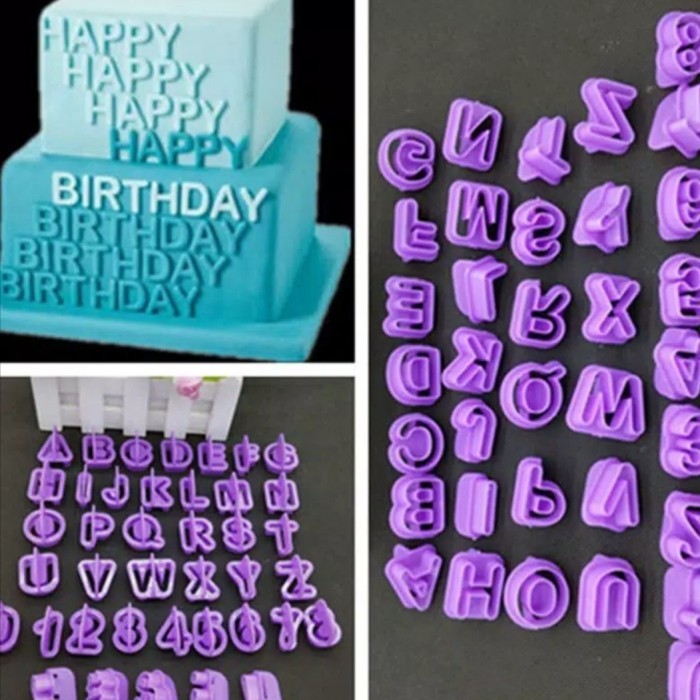 

READY CETAKAN ALFABET ANTI LENGKET ISI 40PCS/CETAKAN HURUF FONDANT KUE