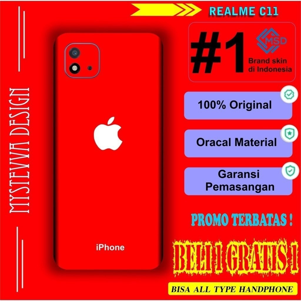 Terlaris Realme C11 Garskin Stiker Custom Case Laminasi Tebal COD