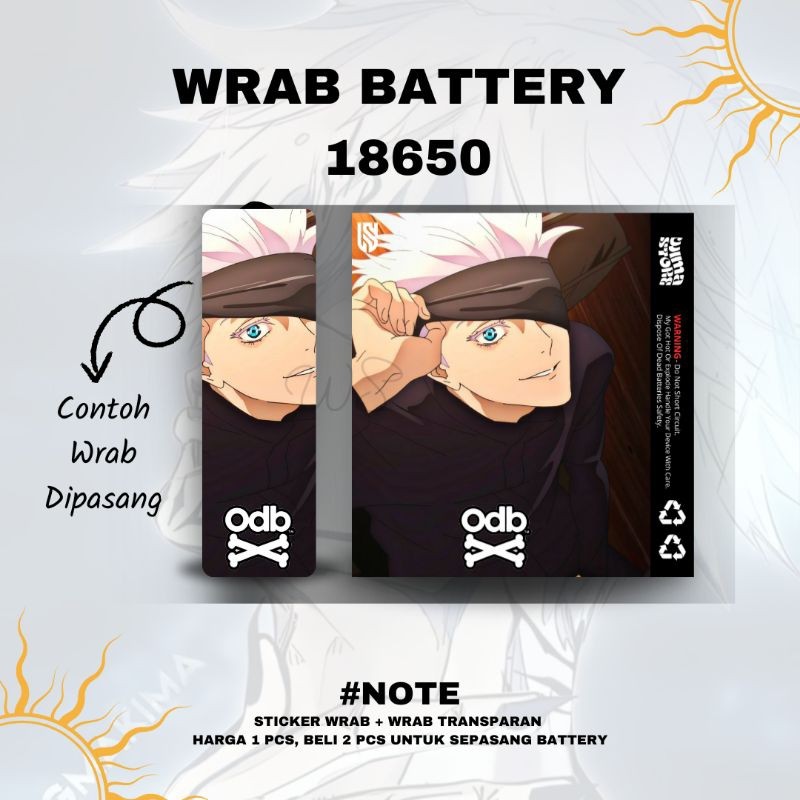 

Terlaris Stiker Wrap Baterai 18650 Odbe Gojo Untuk Melindungi Batre Garskin Custom Case Laminasi Tebal COD