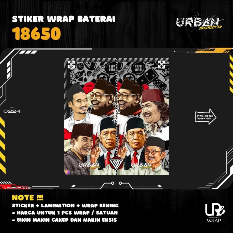 

Terlaris Urban Style Stiker Wrap Baterai 18650 Part 3 1pcs By District Id Garskin Custom Case Laminasi Tebal COD