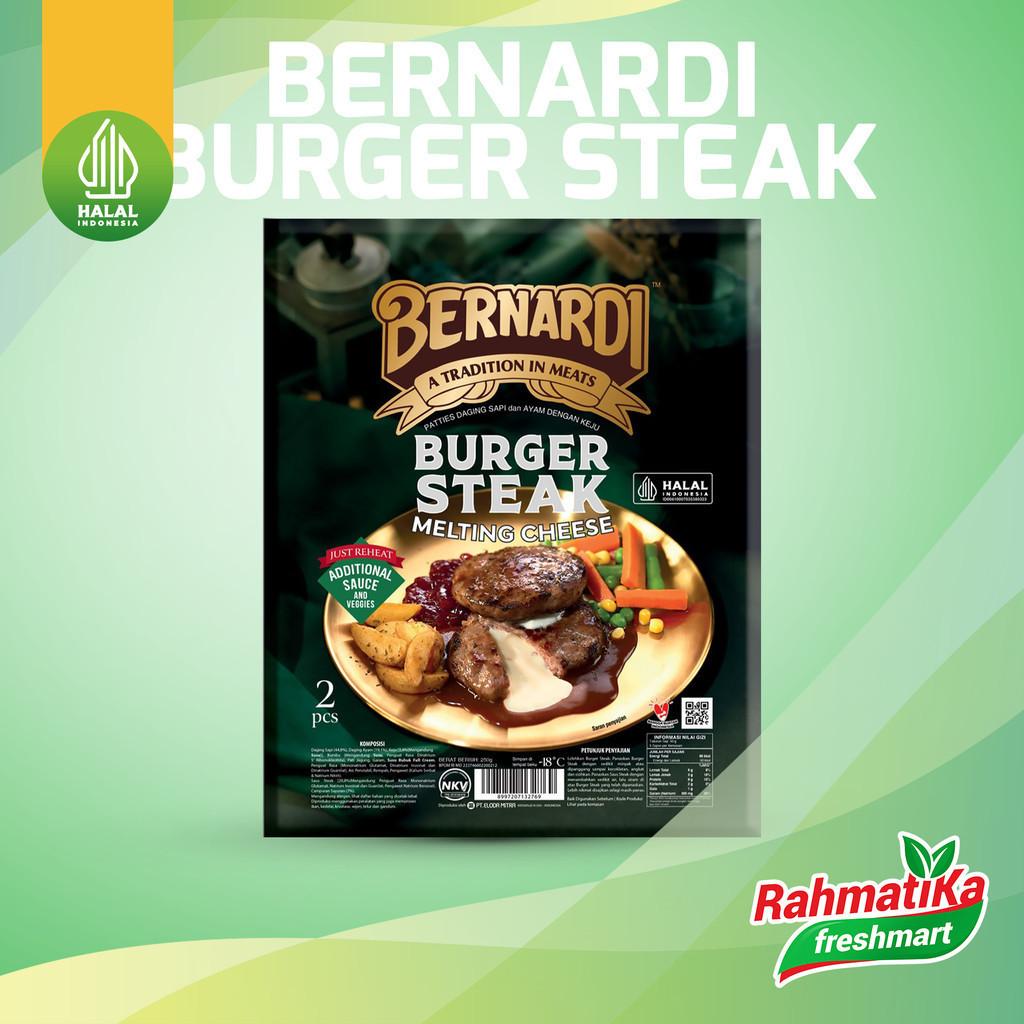 

Bernardi Burger Steak Melting Cheese Isi 2 Pcs 250 gr