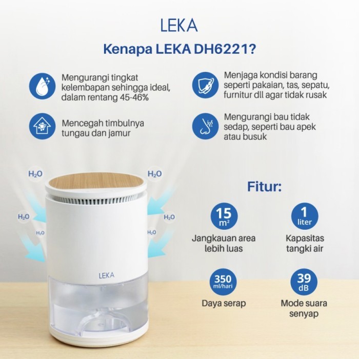LEKA DH6221 Dehumidifier - Serap Air Penyerap Kelembaban Udara Dryer