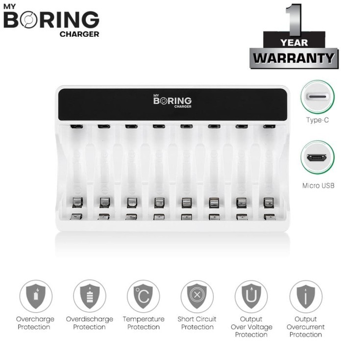 MY BORING Charger 8 Slot AA AAA Ni-MH Rechargeable Baterai Charger