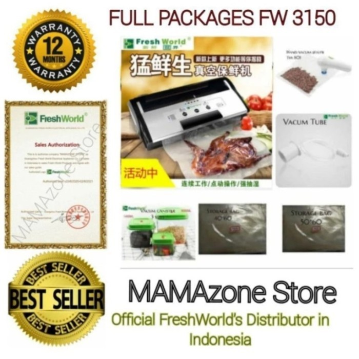 FRESHWORLD VACUUM SEALER FULL PACK TVS3150 FW3150 WITH ALL ACCESORIES