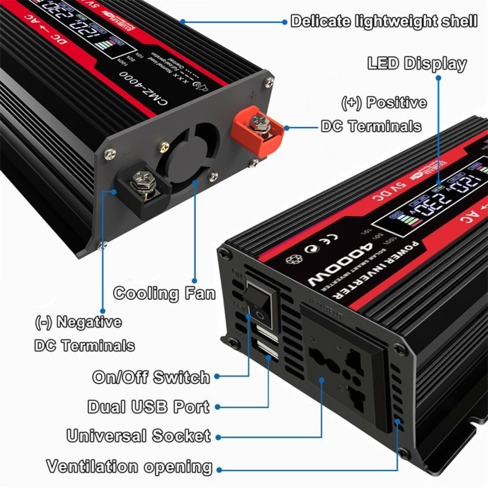 Power Inverter DC ke AC 4000 Watt DC 12V ke AC 220V Modified Sine
