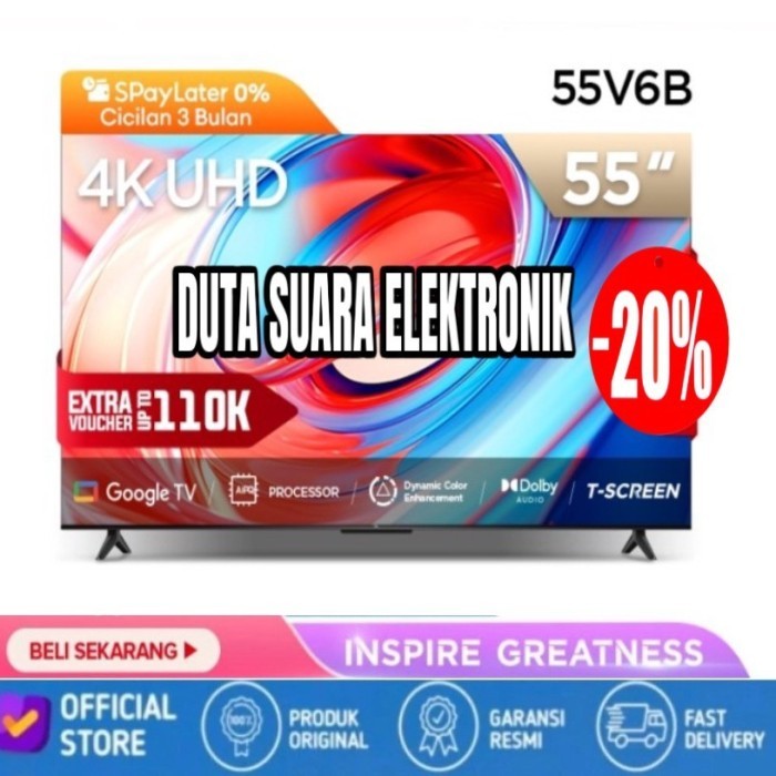 LED TV TCL 55 INCH 55A18 A18 GOOGLE TV 4K UHD ANDROID SMART TV