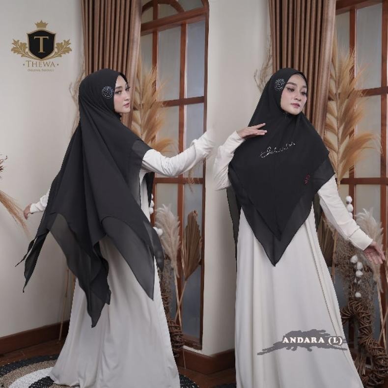 DISKON THEWA - HIJAB | KERUDUNG | KHIMAR | BERGO | ANDARA STANDAR LANCIP BINTANG 2 LAYER DRP5HP