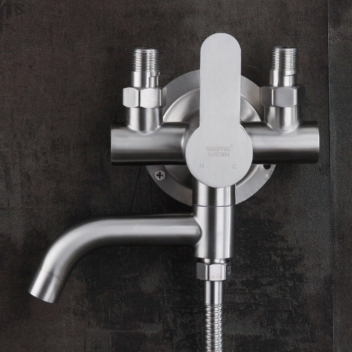 Kran Mixer Instalasi Luar Panas dingin stainless 304 tebal - keran air tanpa bobok bathtub shower