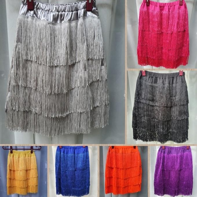 Grosir Rok Rumbai Wanita Line Dance Dansa Tari Pakaian Kostum Women Skirt