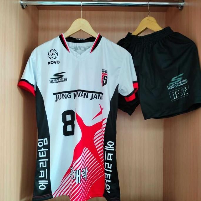 Grosir Jersey Sport Printing Berkualitas Red Spark Jersey Olahraga Volly Korea Gratis Nomor Fullprin