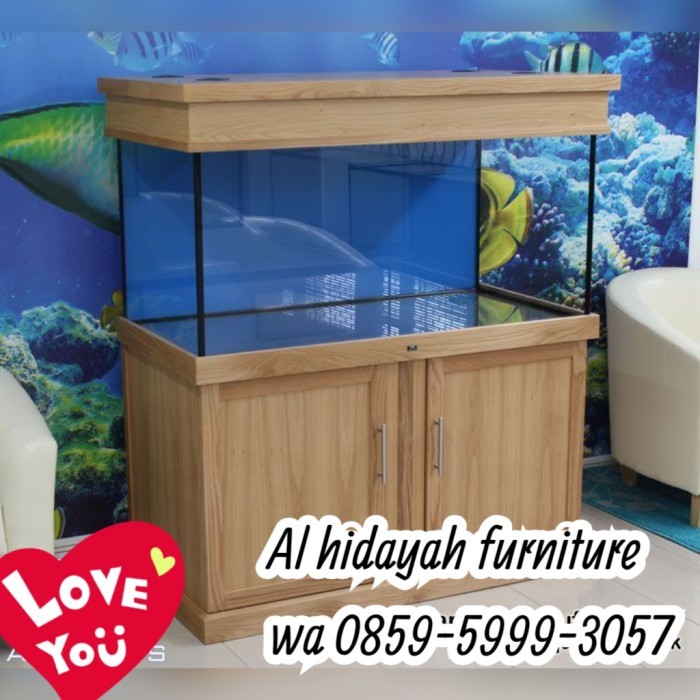 MEJA AQUARIUM KAYU JATI BELANDA SAMA TUTUP