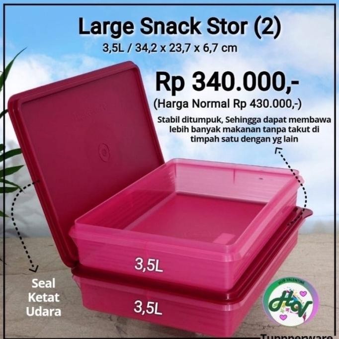Promo Tupperware Kotak Kue Large Snack Stor 2Pcs Free