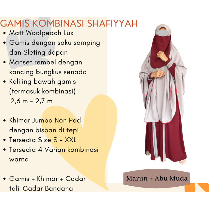 GAMIS SYARI SET KOMBINASI DEWASA/GAMIS SYARI SET KOMBINASI WOLFIS LUX