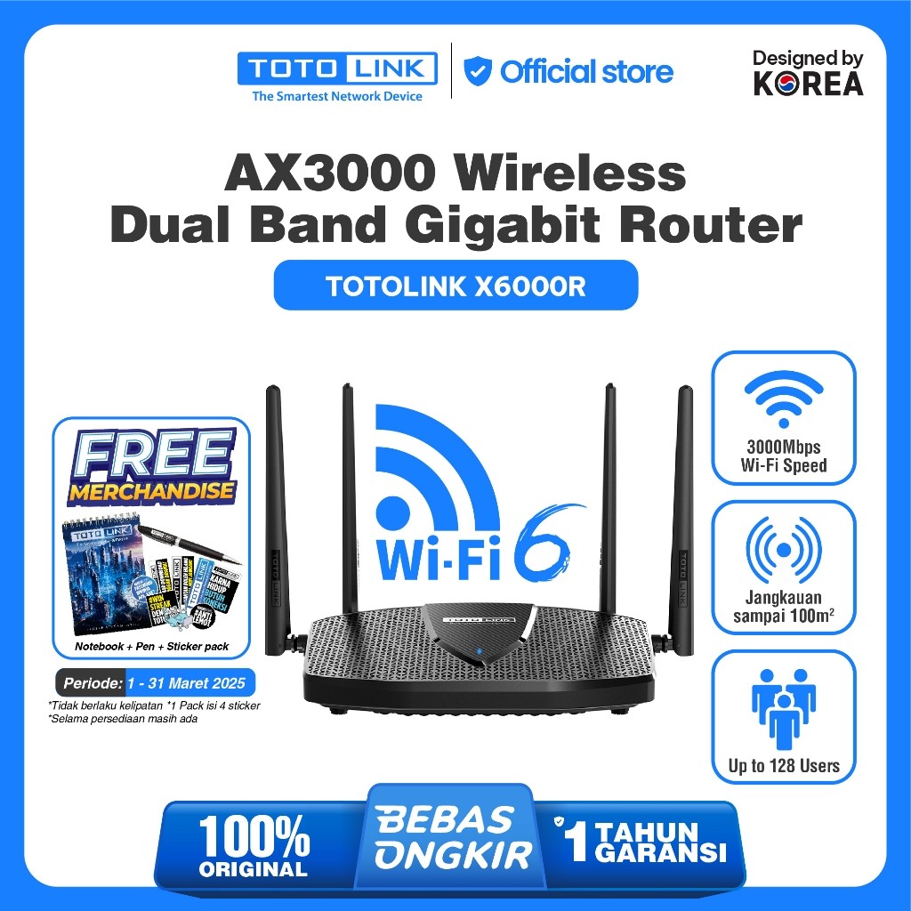 TOTOLINK X6000R - Wireless Dual Band Gigabit AX3000 - Wi-Fi 6 Router