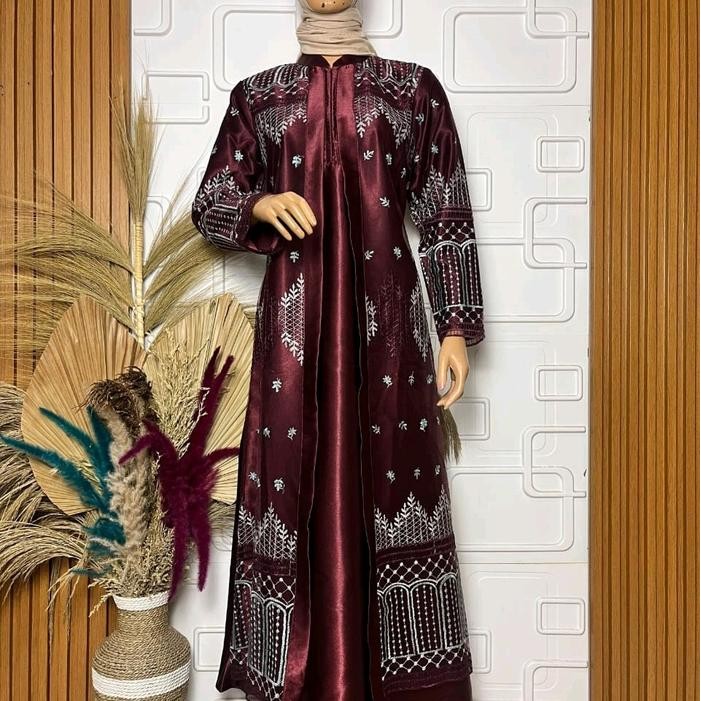 Gamis Tile Kristal Satin Bahan Adem Rellpeck Dress Wanita Muslim Dewasa