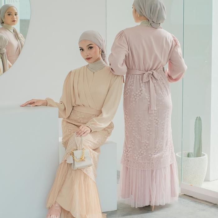 Carrida Brukat Dress Gaun Kondangan [Gamis Kondangan Wanita]Muslim Pesta Kombinasi Satin Tile