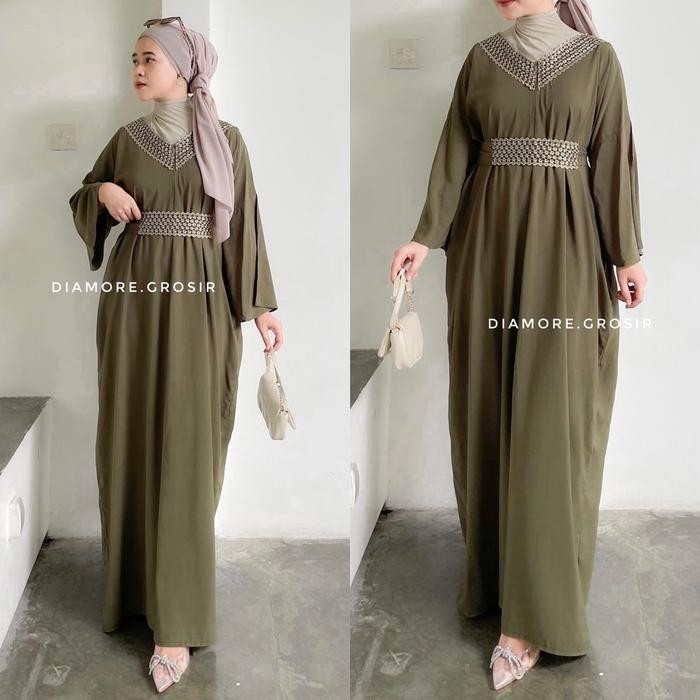 Diamore Grosir Kaftan Renata Katun Rayon Premium Gamis Muslim Katun Wanita
