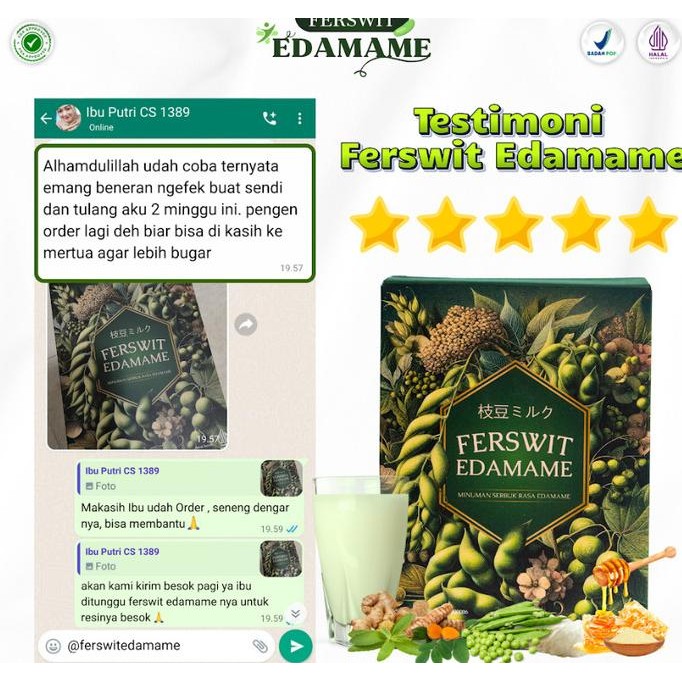

PROMO / Ferswit Edamame Susu Bubuk Atasi Gejala Pegel Linu Dan Nyeri Sendi Bpom NON COD