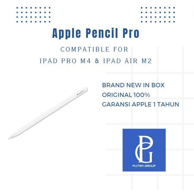 (PUTRA GROUP X WENNY WIJAYA) Apple Pencil Pro for iPad Pro M4 / Air M2 / Air 6 ORIGINAL Garansi