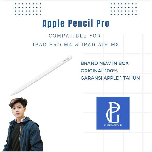 (PUTRA GROUP X ROBI BOIS) Apple Pencil Pro for iPad Pro M4 / Air M2 / Air 6 ORIGINAL Garansi