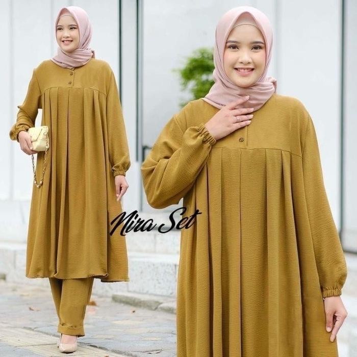 BAJU MUSLIM NIRA LONG TUNIK ONE SET WANITA