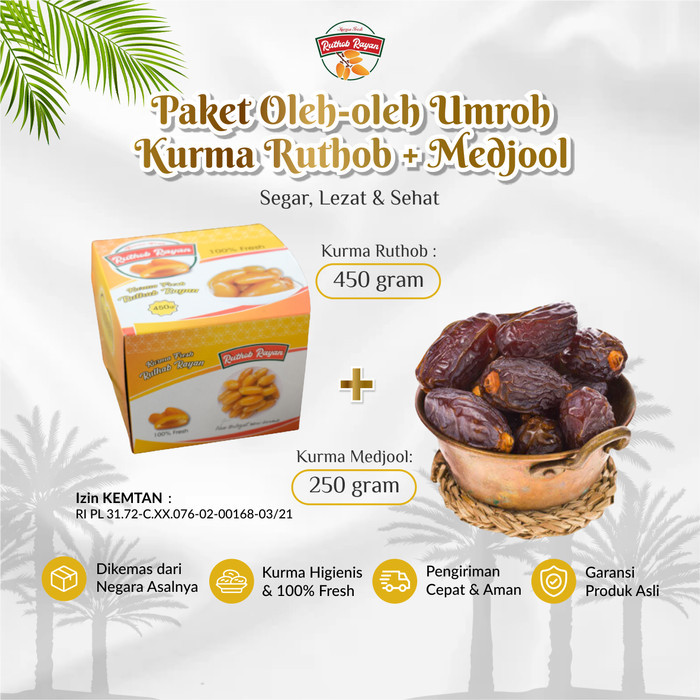 

Paket Umroh Kurma Ruthob Rayan 450 gram Medjool Premium 250 gram