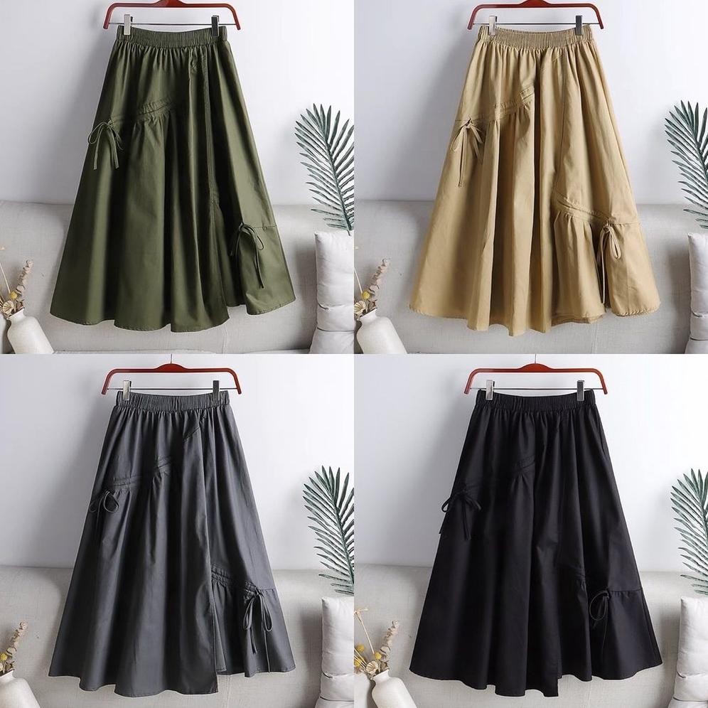 DANIELA SKIRT - Rok serut bahan linen