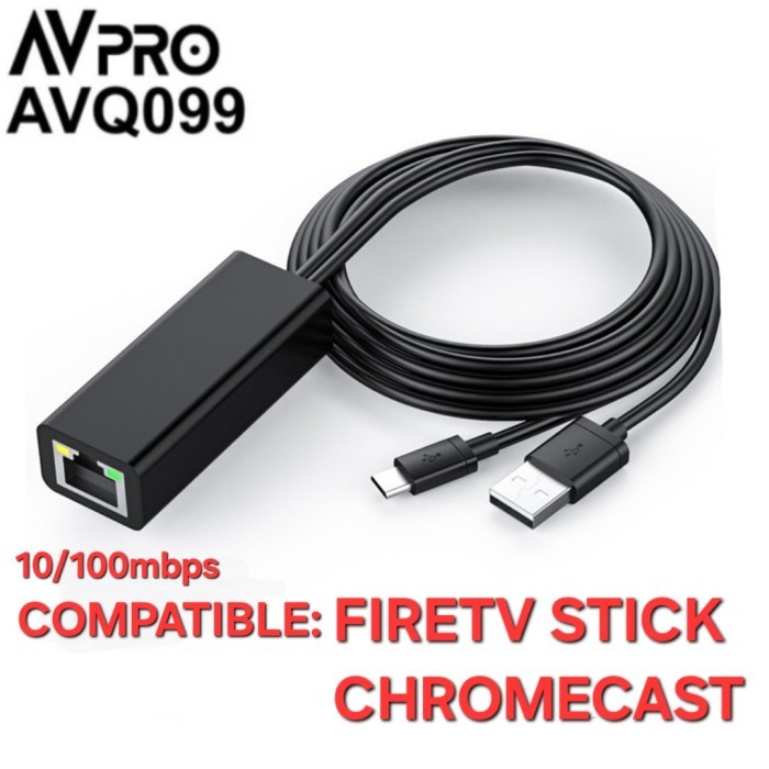 TERBARU - AVPRO AVQ099 Ethernet RJ45 Adapter f Chromecast & FireTV Stick 100mbps