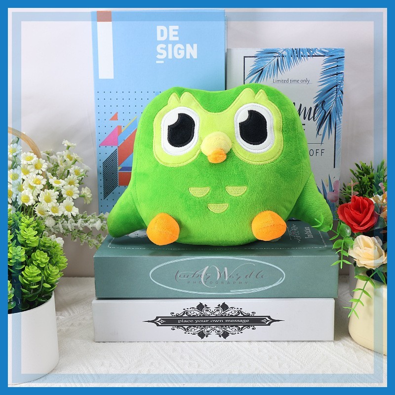 Duolingo Boneka Duolingo Pelatihan Bahasa Asing Mainan Plush Burung Hantu Hijau Hadiah Anak-anak RR3