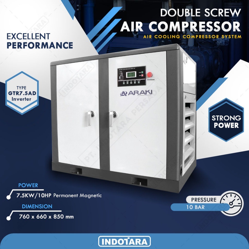 ARAKI GTR7.5AD Single Screw Air Compressor 8 Bar 10 HP 380V