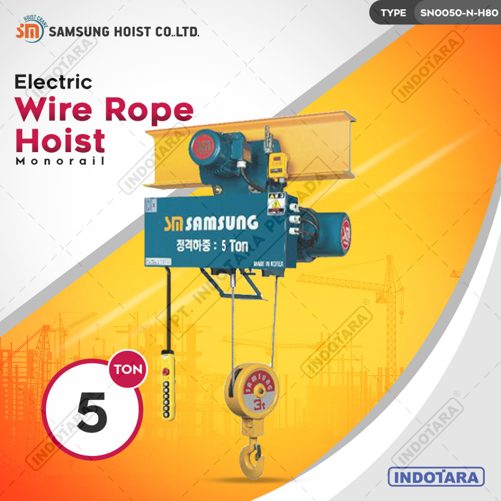 Electric Wire Rope Hoist 5 Ton Samsung Hoist SN05