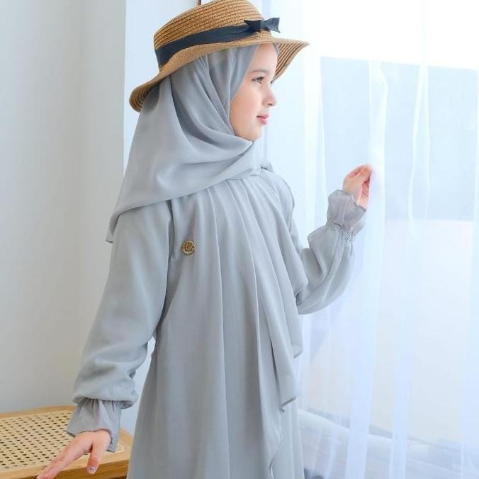Shania Dress Premium | Dress Muslim Anak Perempuan Casual Ceruty Nyaman Pashmina Gamis Baju Remaja W
